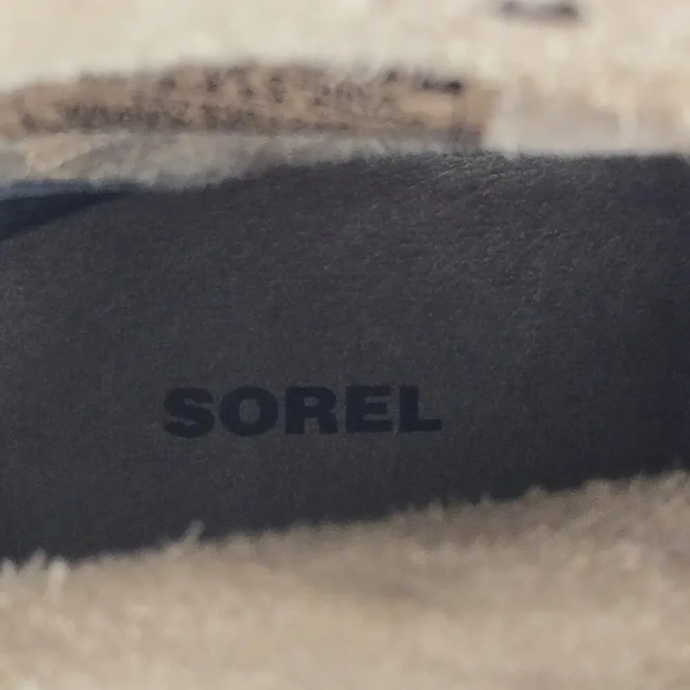 Sorel Boots Womens 9 Joan Of Artic Wedge Mid Tan Distressed Dark‎ Fog Waterproof